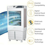 Bajaj 90.0 L Elevate 90 (480150) Shield Series Honeycomb Pads with Duratuff Pro Motor & Duramarine Pro Pump Anti Bacterial Hexacool Master Desert Air Cooler (White)