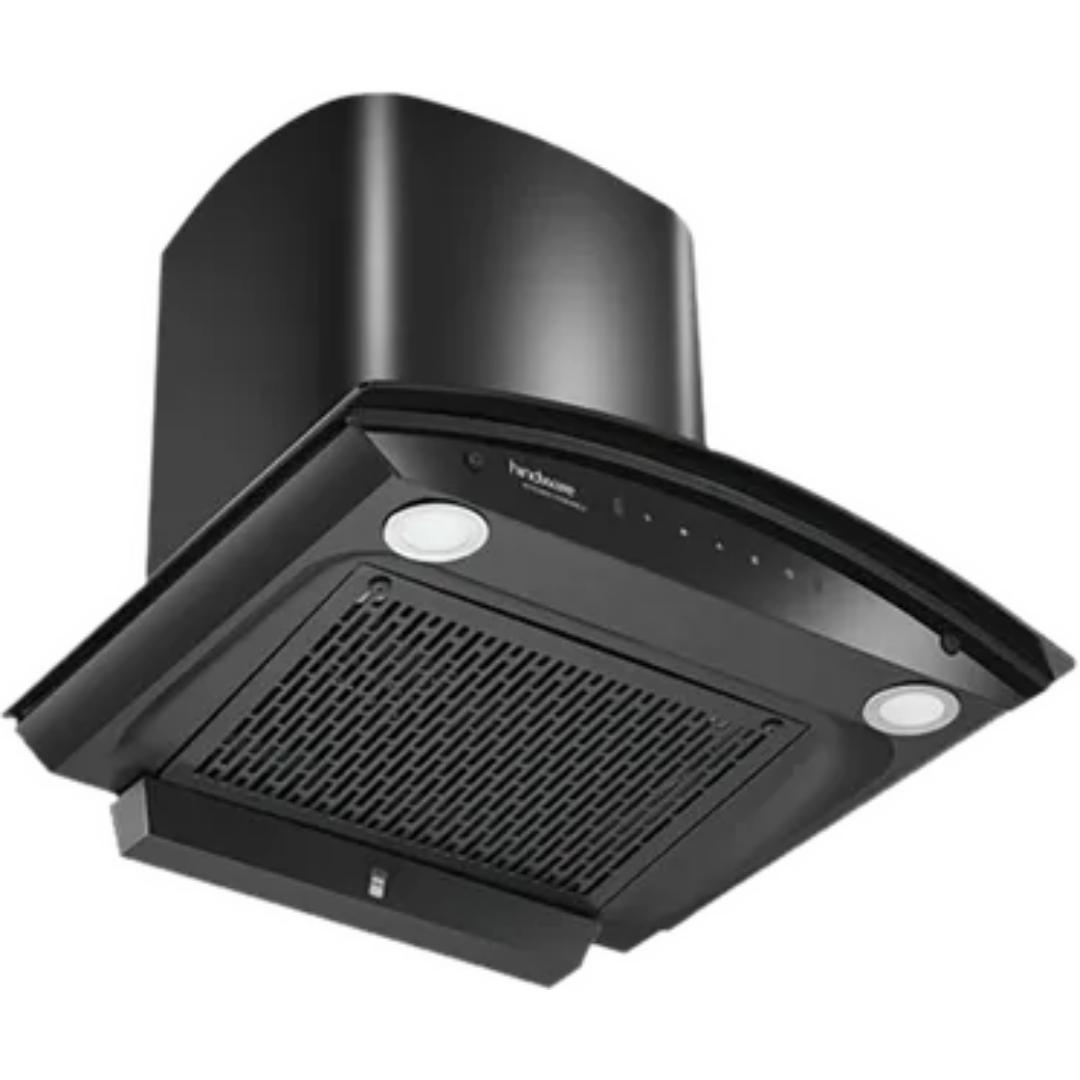 Hindware 60 Centimeter KA Cookerhood Celesia Blk Autoclean 60 IN (521458) 1500 m³/hr Auto Clean Touch & Gesture Control Filterless Wall Mounted Chimney (Black)