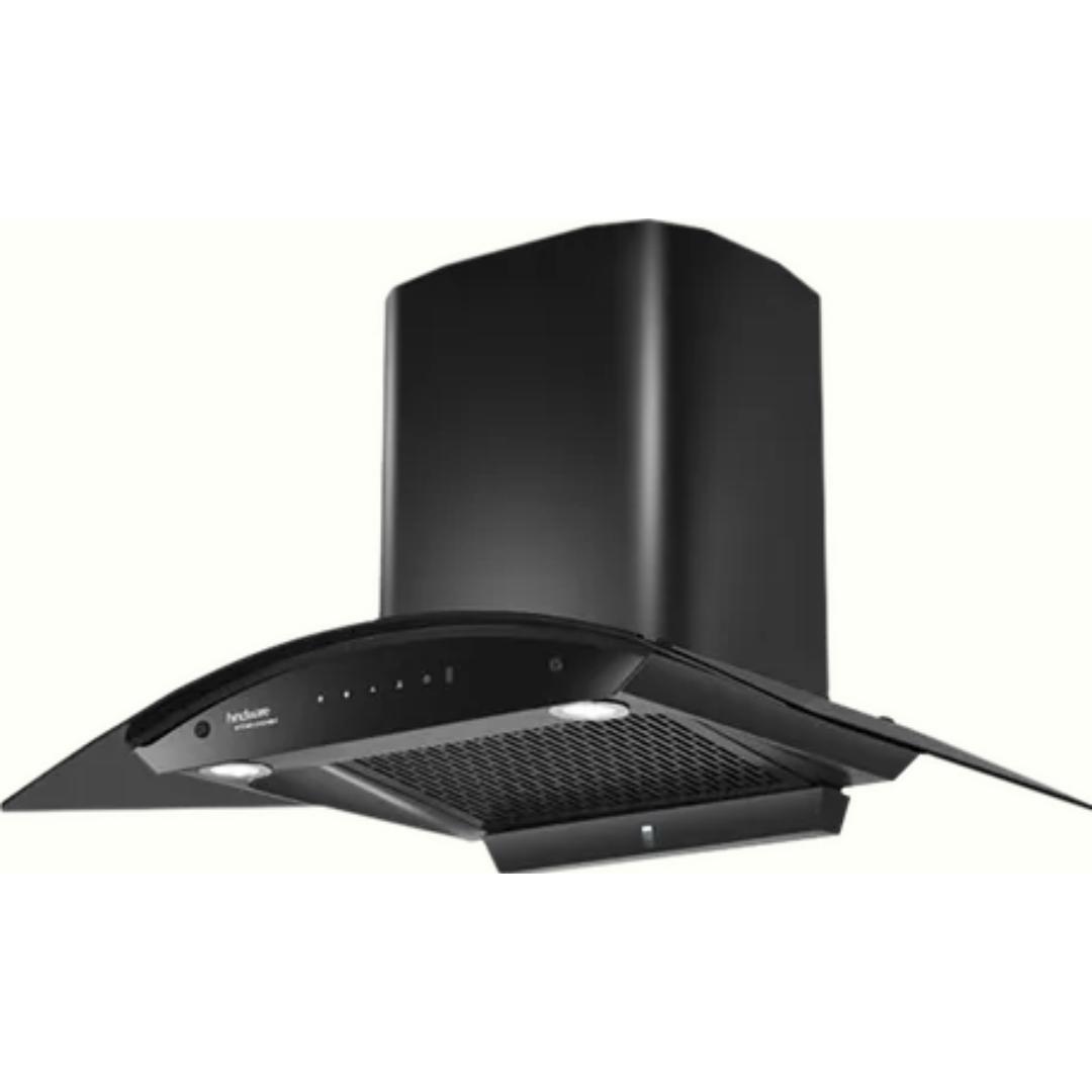 Hindware 90 Centimeter KA Cookerhood Celesia Blk Autoclean 90 IN (521459) 1500 m³/hr Auto Clean Touch & Gesture Control Filterless Wall Mounted Chimney (Black)