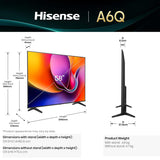 Hisense A6Q Series 4K Ultra HD Dolby Vision & 60 Hz 4K AI Upscaler VIDAA U8.5 OS & HDR10 / HDR10+ Remote Control Smart LED TV (Black)
