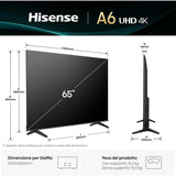 Hisense A6Q Series 4K Ultra HD Dolby Vision & 60 Hz 4K AI Upscaler VIDAA U8.5 OS & HDR10 / HDR10+ Remote Control Smart LED TV (Black)