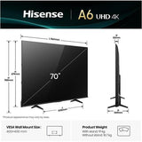 Hisense A6Q Series 4K Ultra HD Dolby Vision & 60 Hz 4K AI Upscaler VIDAA U8.5 OS & HDR10 / HDR10+ Remote Control Smart LED TV (Black)