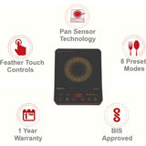 Bajaj Majesty Slim (740076) 1900W Push Button, Touch Panel Control Induction Cooktop (Black)