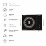 Bajaj IRX 220F Infrared Cooktop (740311) 2200W Feather Touch Panel Control Digital Display Infrared Induction Cooktop (Black & Silver)