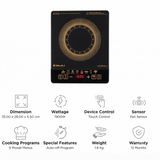 Bajaj ICX 190FS Induction Cooktop (740314) 1900W Feather Touch Panel Control Digital Display Induction Cooktop (Black)
