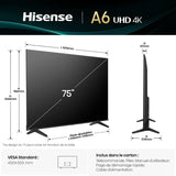 Hisense A6Q Series 4K Ultra HD Dolby Vision & 60 Hz 4K AI Upscaler VIDAA U8.5 OS & HDR10 / HDR10+ Remote Control Smart LED TV (Black)