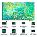 Samsung 189 Centimeter (75) 4K UA75CU8000KXXL 8 Series Crystal Processor 4K Ultra HD with Adaptive Sound Tizen Smart LED TV (Dynamic Crystal Color)