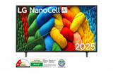 LG NANO83A6A 83A Series 4K Ultra HD ThinQ AI 4K Super Upscaling with Filmmaker Mode™ Dolby Atmos AI Magic Remote Control α7 AI Processor 4K Gen8 Processor WebOS 25 Smart Nanocell LED TV (2025 Edition, Black)