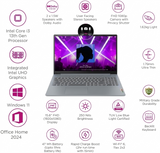 Lenevo 39.62 Centimeter (15.6) 15IRU8 (82X700M3IN) Full HD Anti Glare Display IdeaPad Slim 3 13th Gen Intel Core i3-1315U Processor 8 GB/512 GB SSD/Integrated Graphics/Windows 11 Home/MS Office Thin and Light Laptop (Arctic Grey)