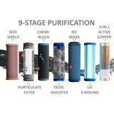 Eureka Forbes 5.6 L Aquaguard Blaze Insta WS RO+UV HOT & AMB Dual Stainless Steel Tank Child Lock with 9 Stage Purification Dual Dispense Technology Copper Water Purifier (Black)