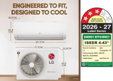 LG 2.0 Ton 3 Star AI Convertible 6-in-1 Dual Inverter Split AC (100% Copper, Gold Fin+, Viraat Mode, Diet Mode+, HD Filter with Anti-Virus Protection, Auto Clean, 2026 Model, AS-Q24SNXE, White)