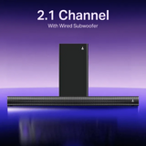 Boat Aavante Quake Plus 200W RMS Soundbar with Wired Subwoofer (2.1 Channel, EQ Modes, Multi-Connectivity, Wall Mountable, Remote Control, Premium Black)