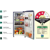 LG 190.0 L GL-B201ABCD.BBCZEBN 3 Star Fast Ice Making with Stabilizer Free Operation Direct Cool Single Door Refrigerator (Blue Charm)