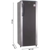 LG 270.0 L, GL-B281BPZX.DPZZEBN 3 Star, Smart Inverter Compressor Direct Cool Single Door Refrigerator (Shiny Steel)