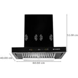 FABER 60 Centimeter HOOD BONITO 3D IND HC SC FL BK 60 1250 m3/hr 6 Way Silent Suction Touch & Gesture Control Auto Clean Wall Mounted Chimney (Black)