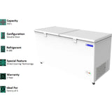 Bluestar 310.0 L CF330NPYW Direct Cooling Technology Frost Free Double Door Hard Top Chest Deep Freezer (White)