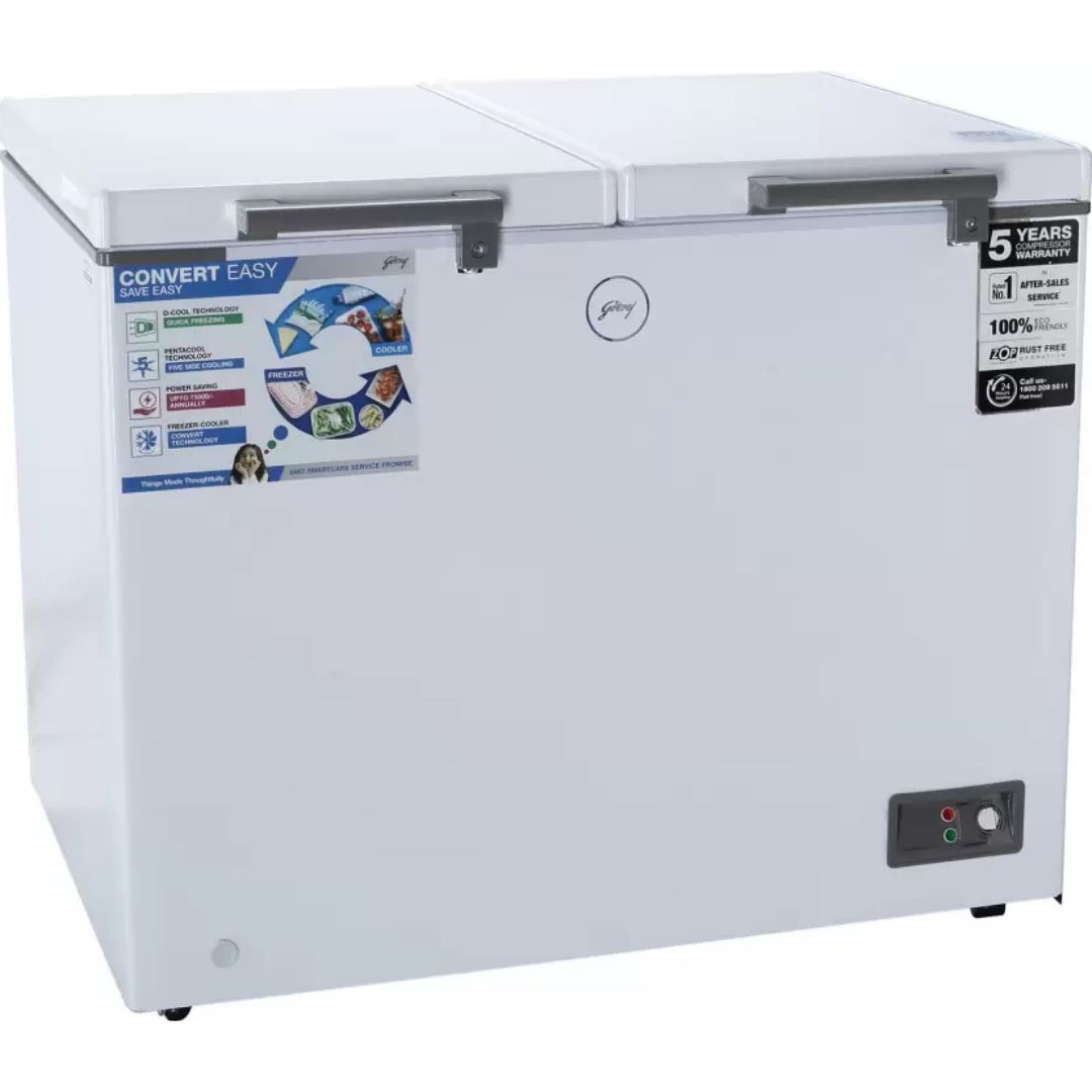 Godrej 300.0 L DH EPenta 325C 31 CMFH2M RW Convertible D-Cool Technology Frost Free Double Door Standard Deep Freezer (White)