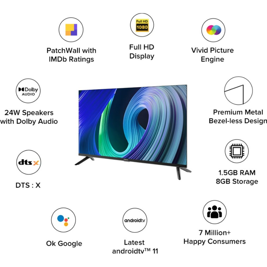 MI Xiaomi 5A 108 Centimeter (43) ELA4773IN (L43M7-EAIN) Dolby Audio with Google Assistance Android Full HD Smart LED TV (2022 Model, Black)