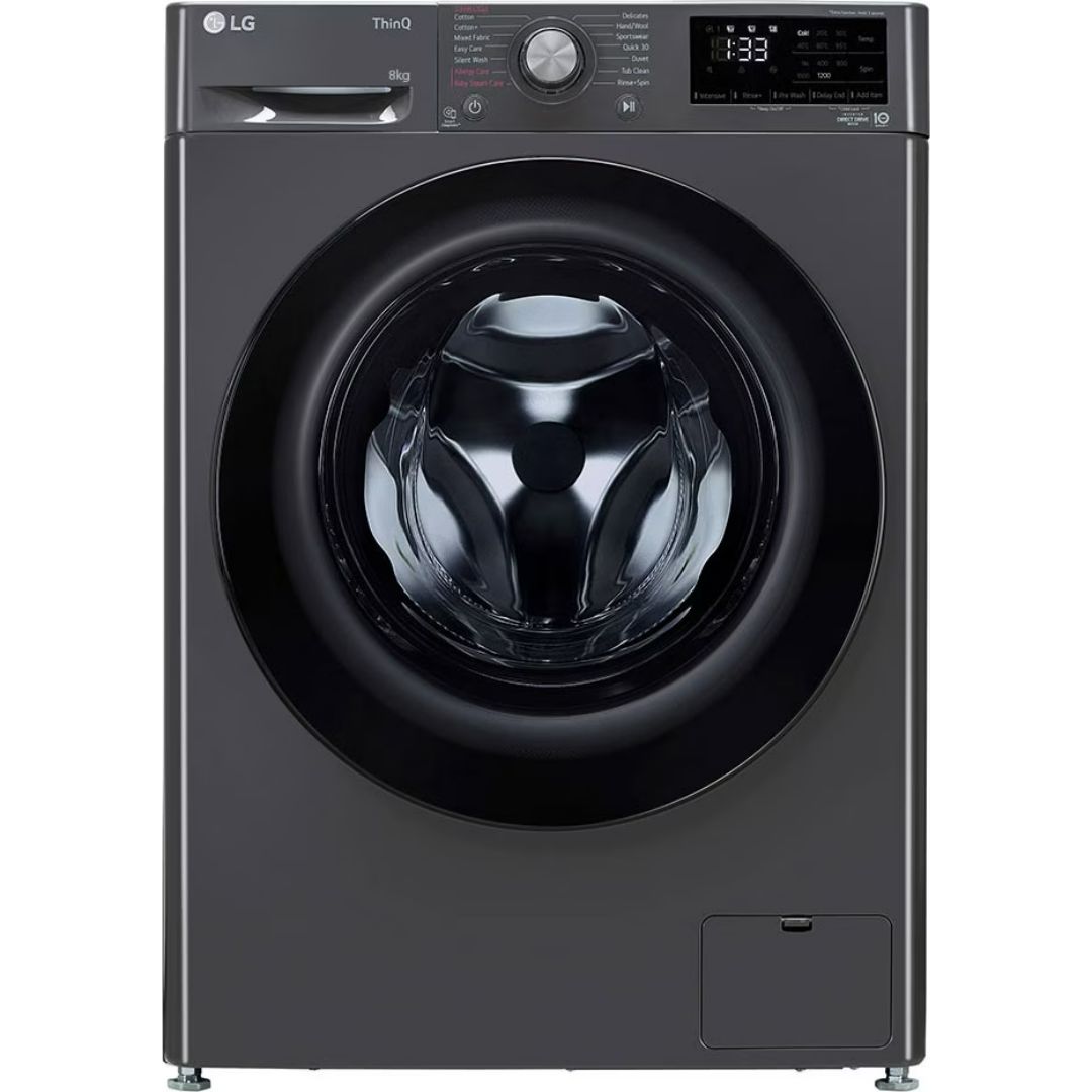 LG 8.0 Kg FHP1208Z5M.ABMQEIL 5 Star AI DD Technology & Steam for Hygiene with Inbuilt heater Inverter Wi-Fi Fully Automatic Front Loading Washing Machine (Middle Black)