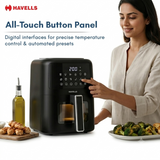 Havells 4.2 L GHCAFSRK135 Prolife Vista 4.2L Air Fryer 1350W Touch Control with Aero Crisp Technology, Non-Stick Basket, and Auto Shut-Off Air Fryer (Black)