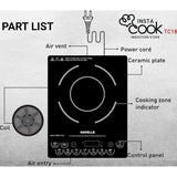 Havells 1800 W GHCICDQK180 Insta Cook TC18 1800 W Ceramic Plate with Touch Panel Induction Cooktop (Black)