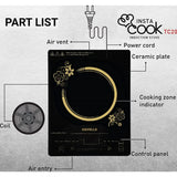 Havells 2000 W GHCICDRK120 Insta Cook TC20 2000 W Ceramic Plate with Touch Panel Induction Cooktop (Gold & Black)