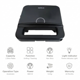 Havells 2 Slice GHCSTDSK075 Sandwich Grill Perfect Fill Plus 800W Non-Stick Food Grade Coated Grill Plates LED Indicator Grill+Toast Sandwich Toaster (Black)