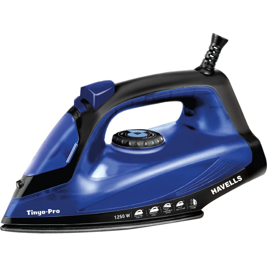 Havells 0.2 L GHGSICHB125 (Tinyo Pro)-Blue 1250W Non Stick Coated Steam Iron (Blue)
