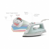 Havells 170 ML Detachable Tank GHGSIECG120 Steam Iron Elece 1200 W Element for Quick Heating Self Clean Feature PTFE Non Stick Coated Sole Plate Steam Iron (Pista Green)
