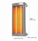 HAVELLS 900 W Comodito 2 Heat Setting Rust Free Stainless Steal Reflector with Tip Over Safety Switch Carbon Room Heater (Grey)