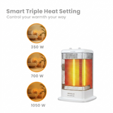 HAVELLS 1050 W Calentar 3 Directional Heat Setting 3 Carbon Heating Tube with Tip Over Switch Protection Carbon Room Heater (White)