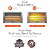 HAVELLS 800 W Glow Quartz 2 Heat Setting Tip-Overheat Protection Anti Rust Reflector Infrared Room Heater (Grey)
