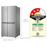 LG 650.0 L GL-B257JPZ3.DPZZEBN 3 Star Tempered Glass Auto Smart Connect™ Smart Diagnosis™ with Multi-Air Flow Convertible Smart Inverter Compressor Frost Free Side-By-Side Refrigerator (2026 Model, Shiny Steel)