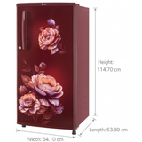 LG 180 L 1 Star Direct Cool Single Door Refrigerator (GLD1816WOWR.AWRZEBN, Wine Rose, Toughened Glass Shelves, 2026 Model)