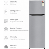 LG 288 L 2 Star Frost Free Double Door Convertible Refrigerator with Smart Inverter Compressor (GLT2926PDPZ, Shiny Steel, 2026 Model)