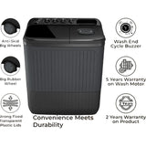 Lloyd 7.0 Kg GLWS705ARDVG 5 Star Elante Pluss Cutting-Edge Advance Technology with Shock Proof Semi Automatic Top Loading Washing Machine (2024 Model, Black Grey)