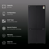 LG 610.0 L GV-B25FFGMB.ABMQEBN 3 Star Tempered Glass Fresh Converter+ LG ThinQ™ Smart Diagnosis™ with DoorCooling+ Wi-Fi Convertible Smart Inverter Compressor Frost Free French Door Side-By-Side Refrigerator (2026 Model, Black Glass)