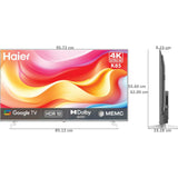 Haier K85FUX Series 4K Ultra HD Google Assistant with Smart Remote Control Quad-Core Processor Smart Google LED TV (2025 Edition, Black)