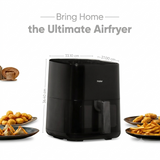 Haier 5.0 L HAF-D503B 1500W Digital Display & Touch Control Glass Window with Inbuilt Light with 3 D Hot Circulation & 12 Rich Recipes Air Fryer (Black)