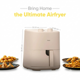 Haier 5.0 L HAF-M503I 1500W Knob Manual Control Adjustable Temperature Control with 3 D Hot Circulation Auto Cut-Off & 10 Rich Recipes Air Fryer (Ivory)