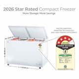 Haier 320.0 L HFC-320DPW4 4 Star 5 Side Freezing Heavy Compressor Inside Metal Liner with High PUF Thickness Convertible Frost Free Double Door Hard Top Deep Freezer (2026 Model, White)