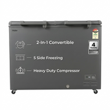 Haier 335.0 L HFC-335DET4 4 Star 5 Side Freezing Dual Condenser Power Embossed PCM Liner Convertible Frost Free Double Door Hard Top Deep Freezer (2026 Model, Titanium Grey)