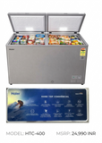 Haier 335.0 L HFC-335DET4 4 Star 5 Side Freezing Dual Condenser Power Embossed PCM Liner Convertible Frost Free Double Door Hard Top Deep Freezer (2026 Model, Titanium Grey)