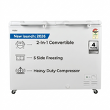 Haier 500.0 L HFC-500DPW5 5 Star 5 Side Freezing Dual Condenser Power Metal Liner with 70mm PUF Thickness Convertible Frost Free Double Door Hard Top Deep Freezer (2026 Model, White)