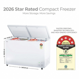 Haier 500.0 L HFC-500DPW5 5 Star 5 Side Freezing Dual Condenser Power Metal Liner with 70mm PUF Thickness Convertible Frost Free Double Door Hard Top Deep Freezer (2026 Model, White)