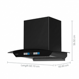 Haier 90 Centimeter HIH-G60HM-N 1700 m³/hr Auto Clean with Oil Collector Touch & Gesture Control Filterless Wall Mounted Curved Glass Chimney (Black)