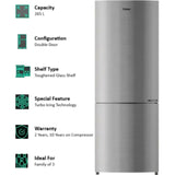 Haier 265.0 L HRB-3152BIS-P 2 Star 8 in 1 Convertible Inverter Frost Free Double Door Bottom Mount Refrigerator (Inox Steel)