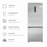 Haier 445 Litres 1-Star Frost Free Double Door Bottom Mount Convertible Refrigerator with Triple Inverter Technology (HRB-4951BISA-P, Inox Steel, 2026 Model)