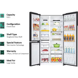Haier 531.0 L HRB-550KS A+ Star French Door Bottom Mount with Dual Humidity Zone Inverter Convertible Frost Free Side-by-Side Refrigerator (Black Brush line)