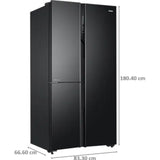 Haier 531.0 L HRB-550KS A+ Star French Door Bottom Mount with Dual Humidity Zone Inverter Convertible Frost Free Side-by-Side Refrigerator (Black Brush line)